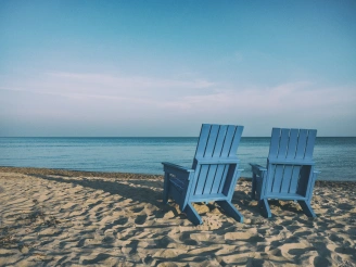 empty chairs on peaceful beach
