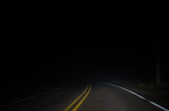 driving on dark road