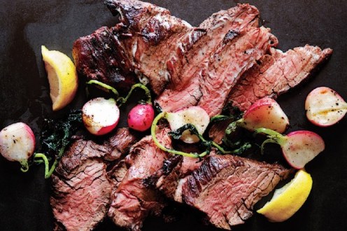 GRILLED STEAK AND RADISHES WITH BLACK PEPPER BUTTER Photo: Epicurious, Hirsheimer & Hamilton