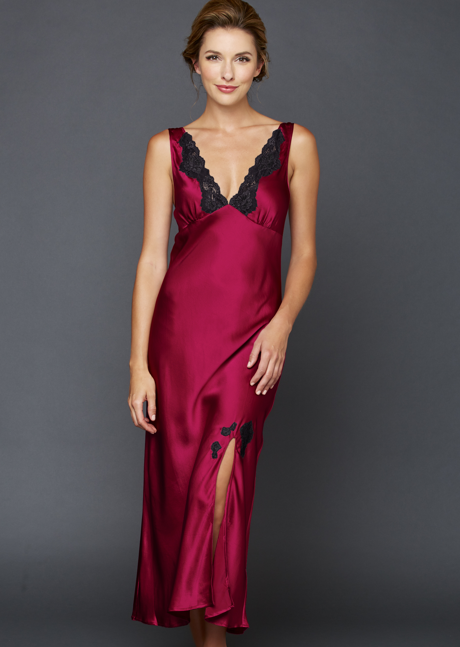 Perfect Indulgence Silk Gown in Cerise